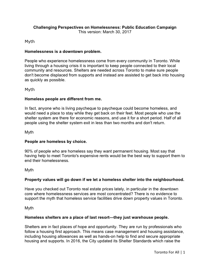 Challenging Perspectives on Homelessness